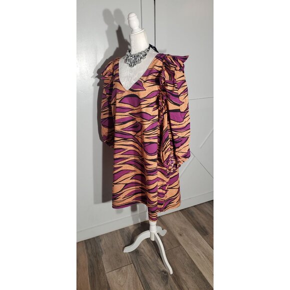 ELOQUII DRESS PURPLE/ORANGE LONG SLEEVE COTTON SIZE 22(3X) - Picture 4 of 9